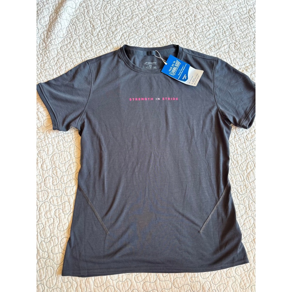 Brooks Distance Short Sleeve 3.0 Running Shirt Gray Strength In Stride Womens XS